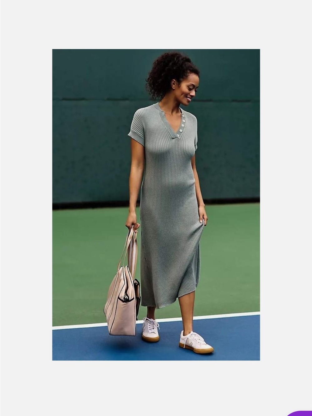 Varley Aria Henley Rib Midi Dress
